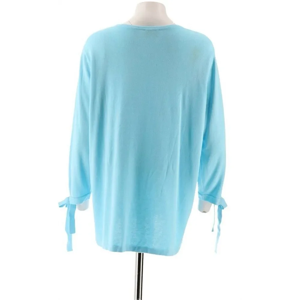 Joan Rivers Side Bows  3/4 Slv Sweater